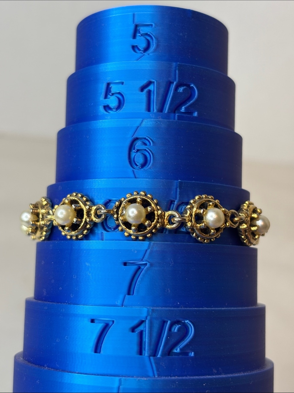 Vintage Goldette Faux Pearl Link Bracelet